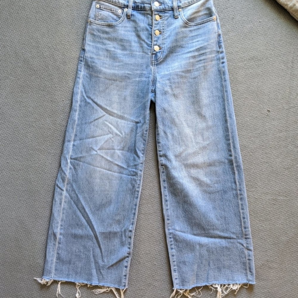 Madewell Button Fly Wide Leg Crop Jeans/Denim, 27